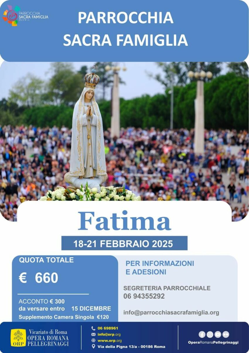 Pellegrinaggio a Fatima – 18-21 febbraio 2025